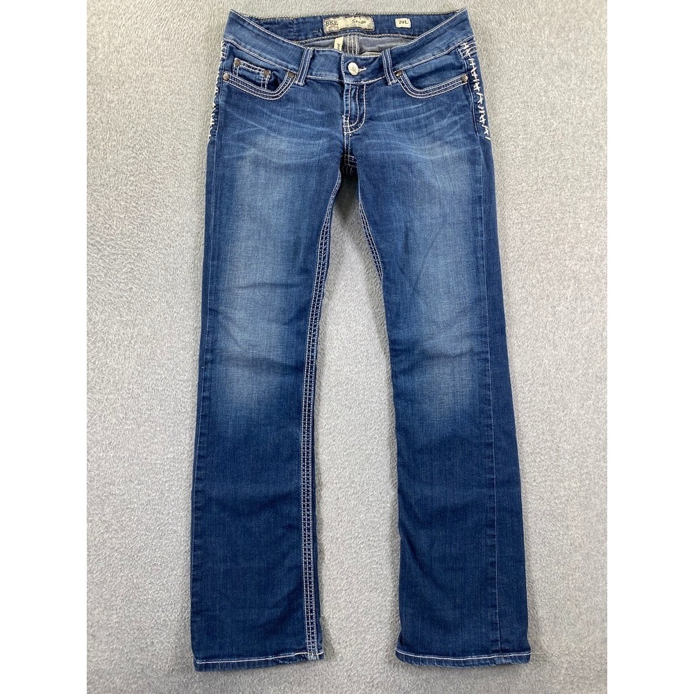 BKE Jeans Womens 29L Blue Stella Bootcut Medium Wash Low Rise Stretch Denim